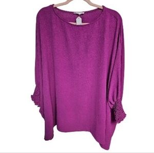 Relaxed Fit Bubble Sleeve Blouse in Fuchsia